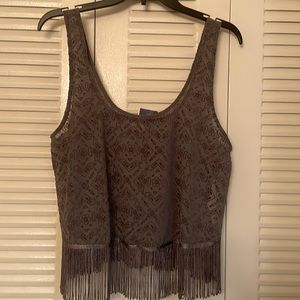 Hollister sheer tank with fringe